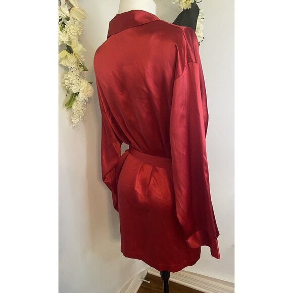 Vintage Marilyn Monroe By Warners 100% Silk Red Robe Pajama Women's‎ Medium NWOT - Picture 8 of 16